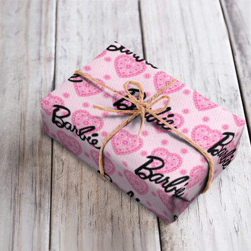 Бумага для упаковки 3D Логотип Барби и розовое кружево - фото 4