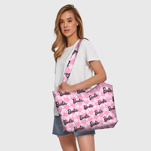 Пляжная сумка 3D Логотип Барби и розовое кружево - фото 5