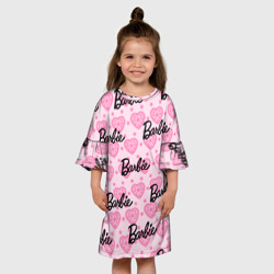 Детское платье 3D Логотип Барби и розовое кружево - фото 2