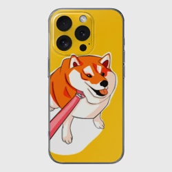 Чехол для iPhone 16 Pro Max силиконовый с защитой камеры Мем толстая собака Doge