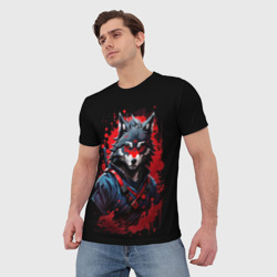 Мужская футболка 3D Волк-самурай - фото 2