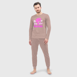 Мужская пижама с лонгсливом хлопок Логотип Барби объемный - фото 2