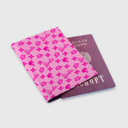Обложка для паспорта матовая кожа Барби паттерн розовый - фото 2