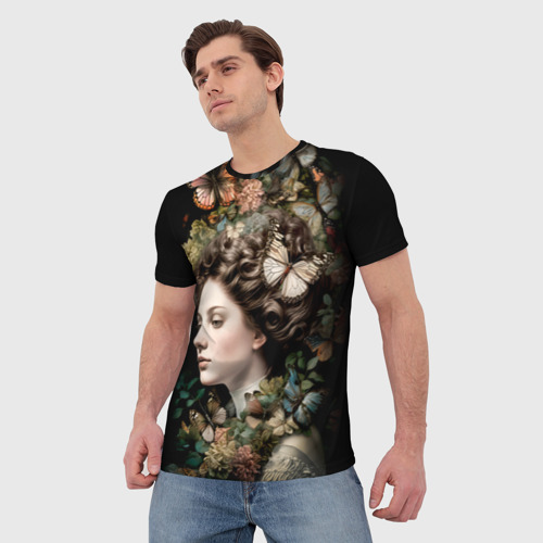 Мужская футболка 3D Девушка с волшебными волосами, цвет 3D печать - фото 3