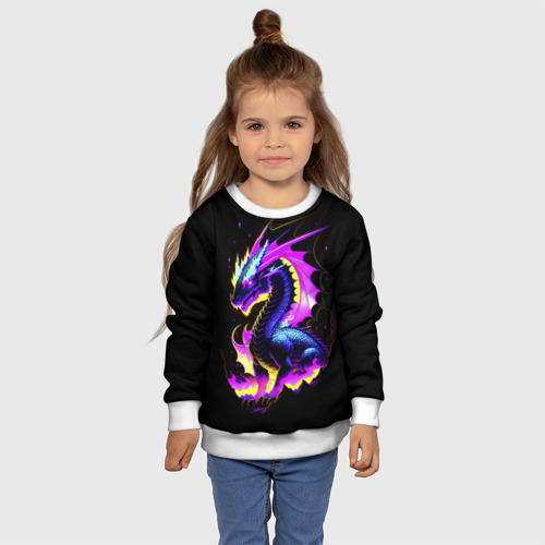 Детский свитшот 3D Неоновый космический дракон, цвет 3D печать - фото 7