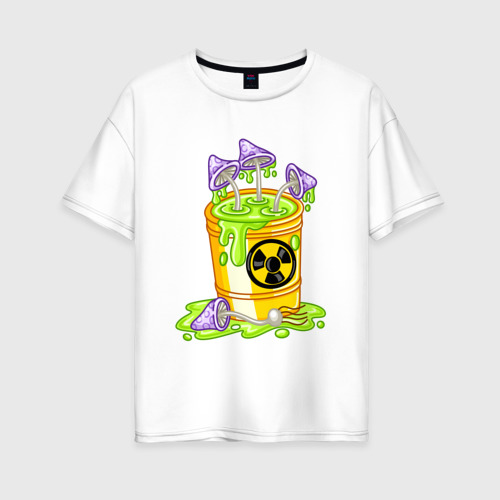 Женская футболка из хлопка оверсайз с принтом Токсичные грибы, вид спереди №1
