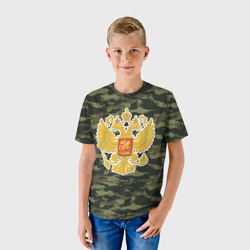 Детская футболка 3D Россия - герб и камуфляж - фото 2
