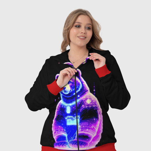 Женский костюм 3D с принтом Космический светящийся мишка, фото #4