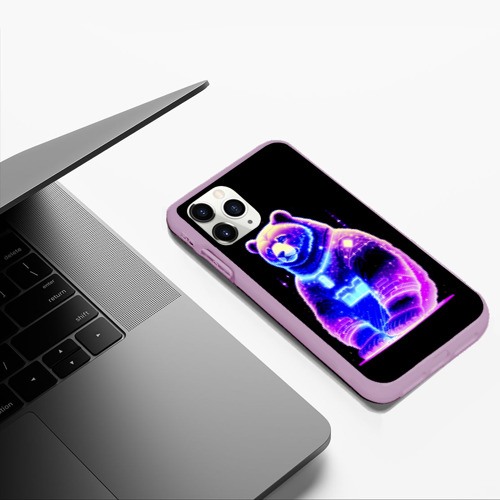 Чехол для iPhone 11 Pro Max матовый с принтом Космический светящийся мишка, фото #5