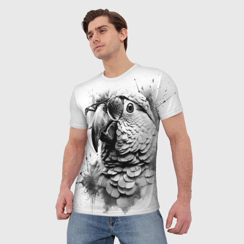 Мужская футболка 3D Попугай ара в старинных очках, цвет 3D печать - фото 3