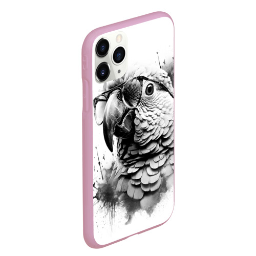 Чехол для iPhone 11 Pro Max матовый Попугай ара в старинных очках, цвет розовый - фото 3
