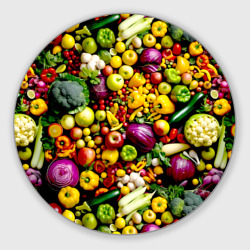 Круглый коврик для мышки Свежие овощи и фрукты