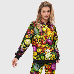 Женский костюм с толстовкой 3D Свежие овощи и фрукты - фото 2
