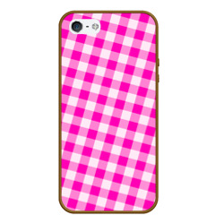 Чехол для iPhone 5/5S матовый Розовая клетка Барби