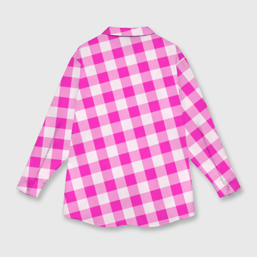 Женская рубашка oversize 3D с принтом Розовая клетка Барби, вид сзади #1