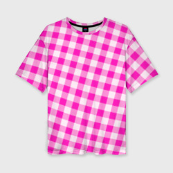Женская футболка oversize 3D Розовая клетка Барби