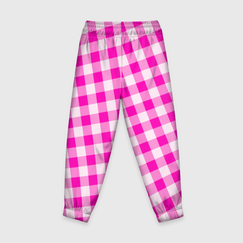 Детские брюки 3D с принтом Розовая клетка Барби, вид сзади #1