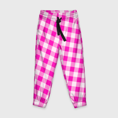 Детские брюки 3D с принтом Розовая клетка Барби, вид спереди #2