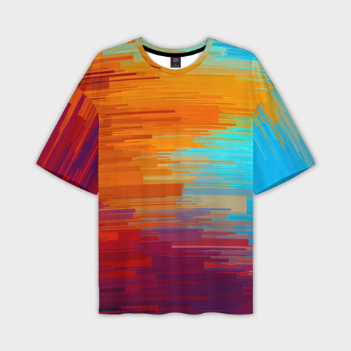 Мужская футболка oversize 3D Цветной глитч, цвет 3D печать