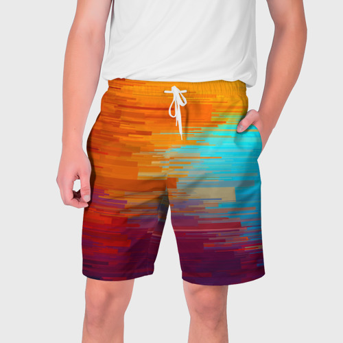 Мужские шорты 3D Цветной глитч, цвет 3D печать