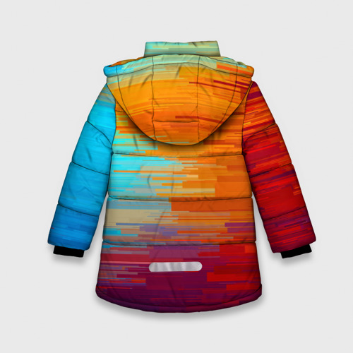 Зимняя куртка для девочек 3D Цветной глитч, цвет черный - фото 2