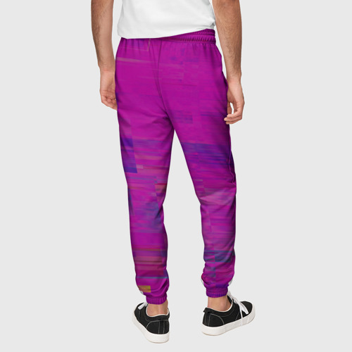 Мужские брюки 3D с принтом Фиолетово византийский глитч, вид сзади #2