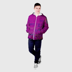 Мужская куртка 3D Фиолетово византийский глитч - фото 2