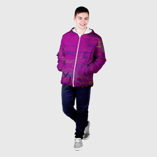 Мужская куртка 3D Фиолетово византийский глитч, цвет 3D печать - фото 3