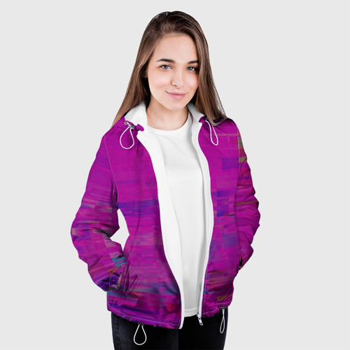 Женская куртка 3D Фиолетово византийский глитч, цвет белый - фото 4