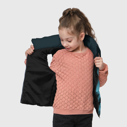 Детский жилет утепленный 3D Зимний пейзаж бирюзовый, цвет черный - фото 5