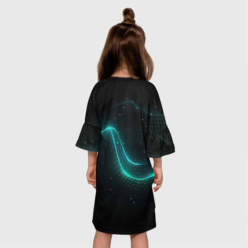 Детское платье 3D с принтом Cyberpunk   logo neon, вид сзади #2