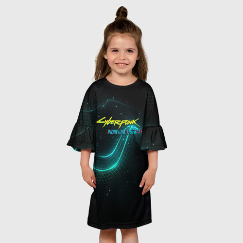 Детское платье 3D с принтом Cyberpunk   logo neon, вид сбоку #3