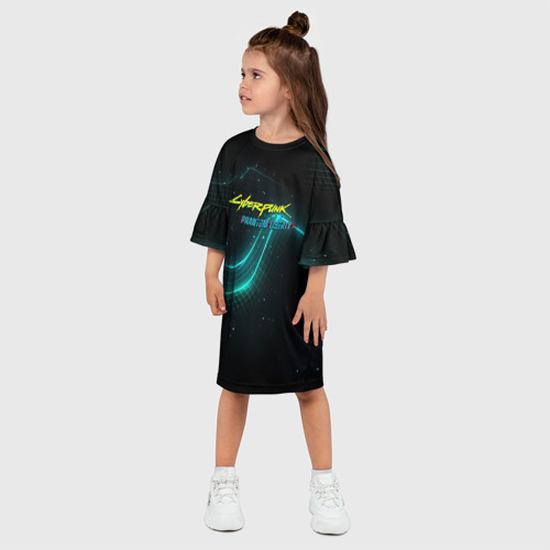 Детское платье 3D с принтом Cyberpunk   logo neon, фото на моделе #1