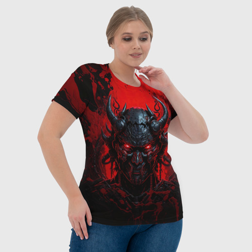 Женская футболка 3D с принтом Боевой кибернетический  демон, фото #4