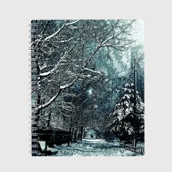Тетрадь Зимний пейзаж тёмно-синий