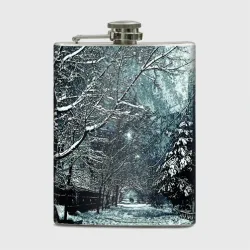 Фляга Зимний пейзаж тёмно-синий
