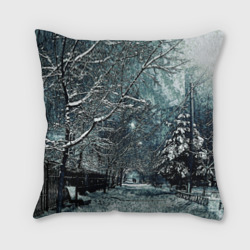 Подушка 3D Зимний пейзаж тёмно-синий