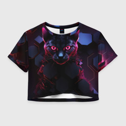 Женская футболка Crop-top 3D Panther Cyberpunk