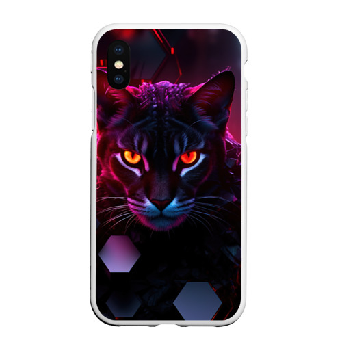 Чехол для iPhone XS Max матовый Panther Cyberpunk, цвет белый