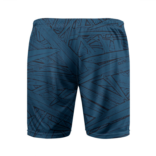 Мужские шорты спортивные с принтом Стилизация трава тёмно-синий, вид сзади #1