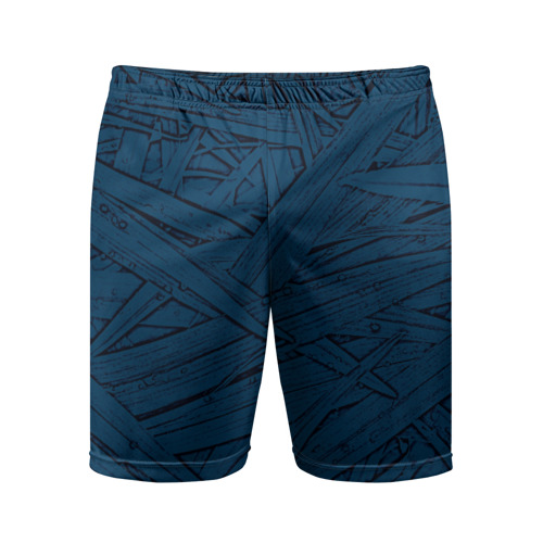 Мужские шорты спортивные с принтом Стилизация трава тёмно-синий, вид спереди #2