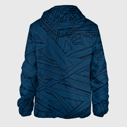 Мужская куртка 3D с принтом Стилизация трава тёмно-синий, вид сзади #1