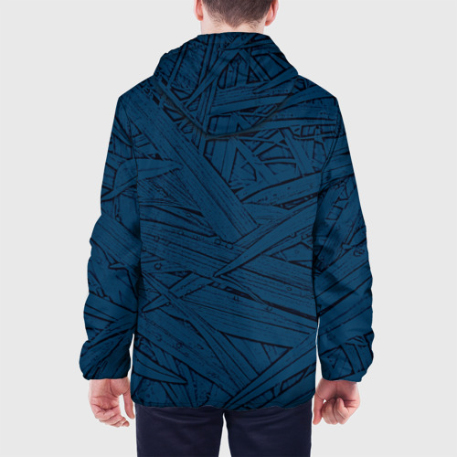 Мужская куртка 3D с принтом Стилизация трава тёмно-синий, вид сзади #2