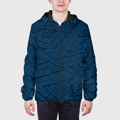 Мужская куртка 3D с принтом Стилизация трава тёмно-синий, вид сбоку #3