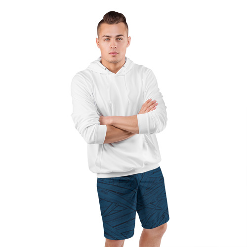 Мужские шорты спортивные с принтом Стилизация трава тёмно-синий, фото #4