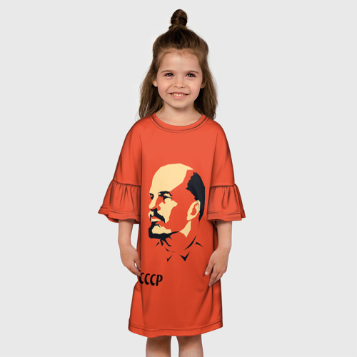 Детское платье 3D с принтом СССР Ленин жив, вид сбоку #3