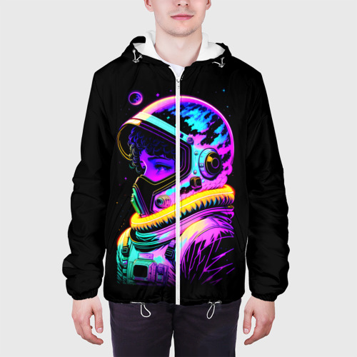 Мужская куртка 3D Девчонка-космонавт - неоновое свечение, цвет 3D печать - фото 4