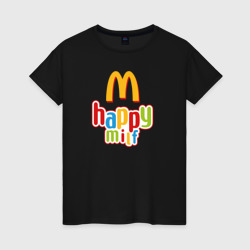Женская футболка хлопок Happy MILF - антибренд
