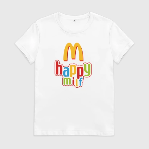 Женская футболка хлопок Happy MILF - антибренд