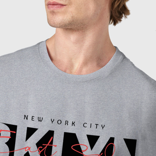 Мужская футболка хлопок Brooklyn, bklyn, цвет меланж - фото 6